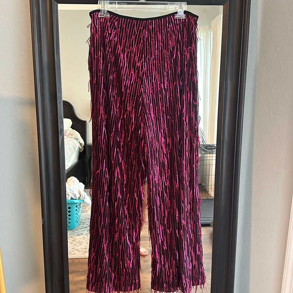 Maeve purple sequin flare pant